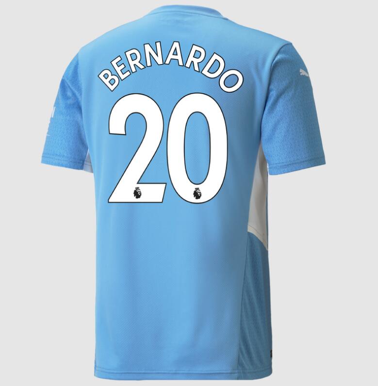 2021/22 Manchester City Home Kit Soccer Jersey with Bernardo Silva 20 printing